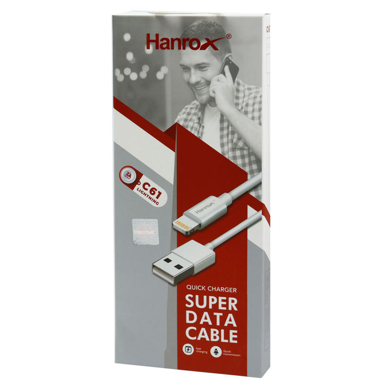 کابل آیفونی فست شارژ Hanrox C61 3A 1m