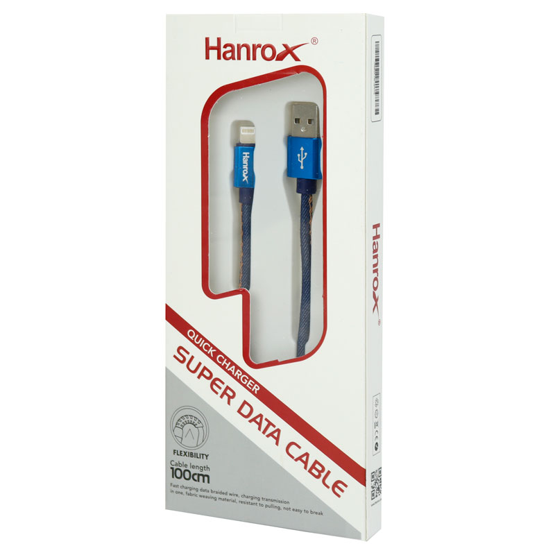 کابل آیفونی فست شارژ Hanrox C80 3A 1m