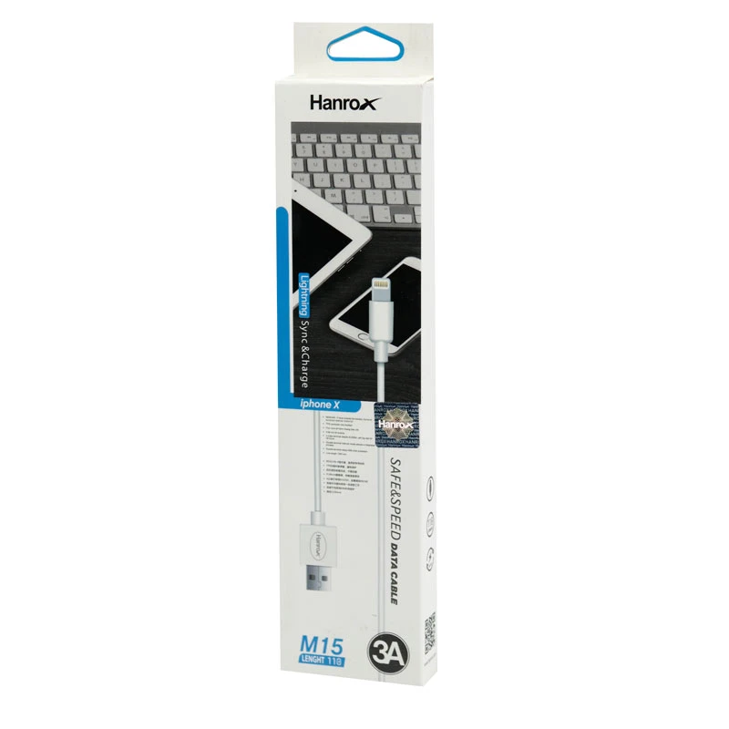 کابل آیفونی فست شارژ Hanrox M15 3A 1m