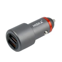 شارژر فندکی فست شارژ Hiska CC-307Q 3A QC3 PD + کابل آیفونی