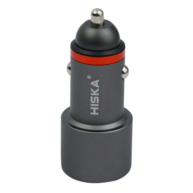 شارژر فندکی فست شارژ Hiska CC-307Q 3A QC3 PD + کابل آیفونی
