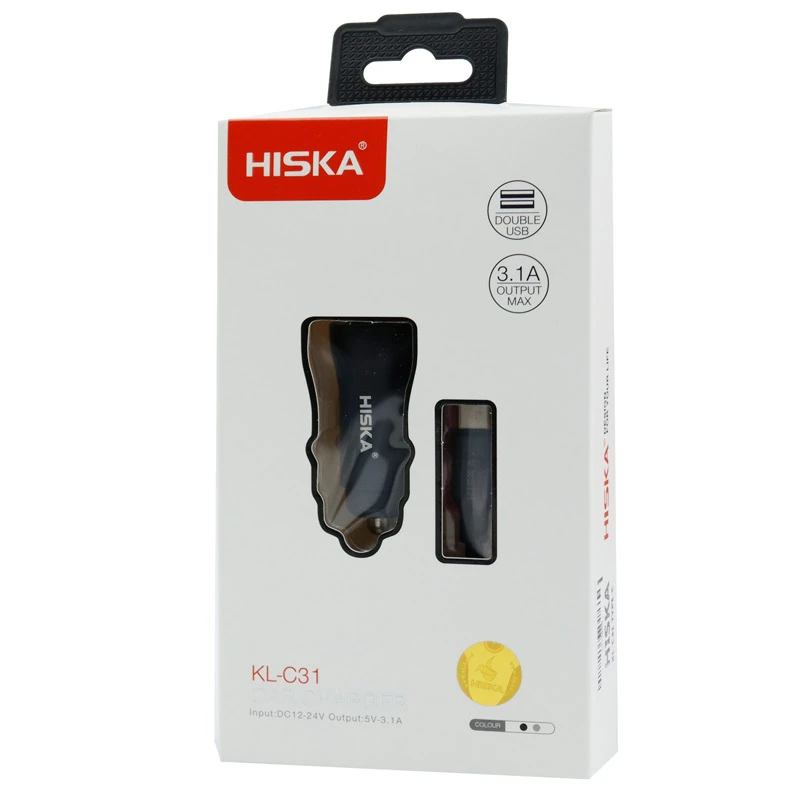 شارژر فندکی Hiska KL-C31 3.1A + کابل آیفونی