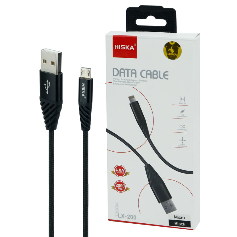 کابل میکرو یو اس بی فست شارژ Hiska LX-200 4A 2m