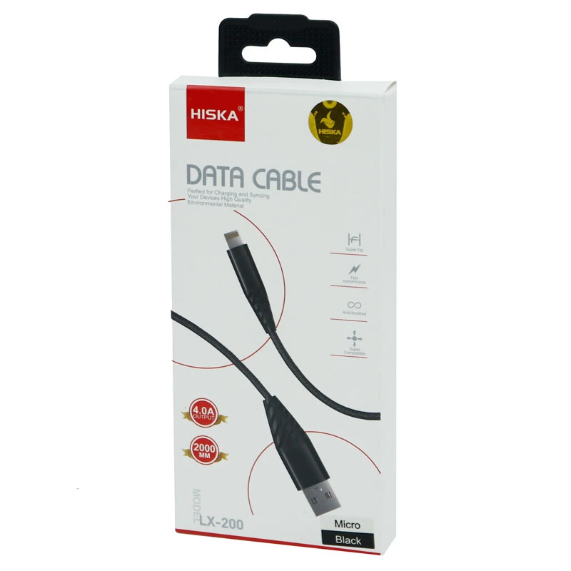 کابل میکرو یو اس بی فست شارژ Hiska LX-200 4A 2m