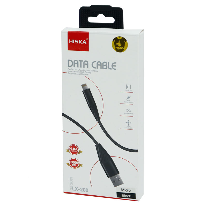 کابل میکرو یو اس بی فست شارژ Hiska LX-200 4A 2m