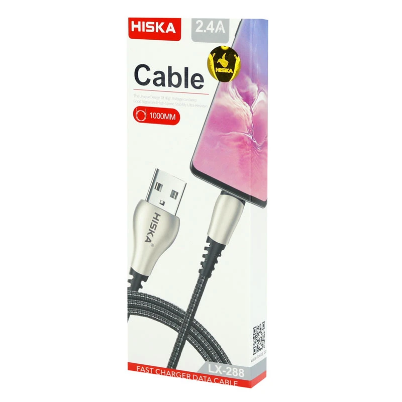 کابل آیفونی فست شارژ Hiska LX-288 2.4A 1m