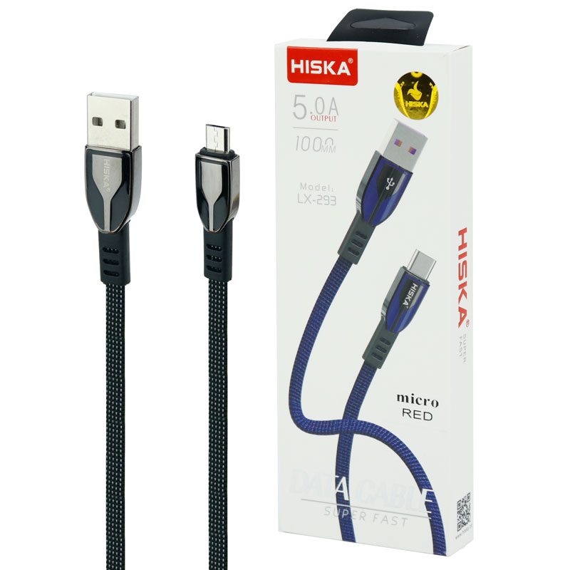 کابل میکرو یو اس بی فست شارژ Hiska LX-293 5A 1m