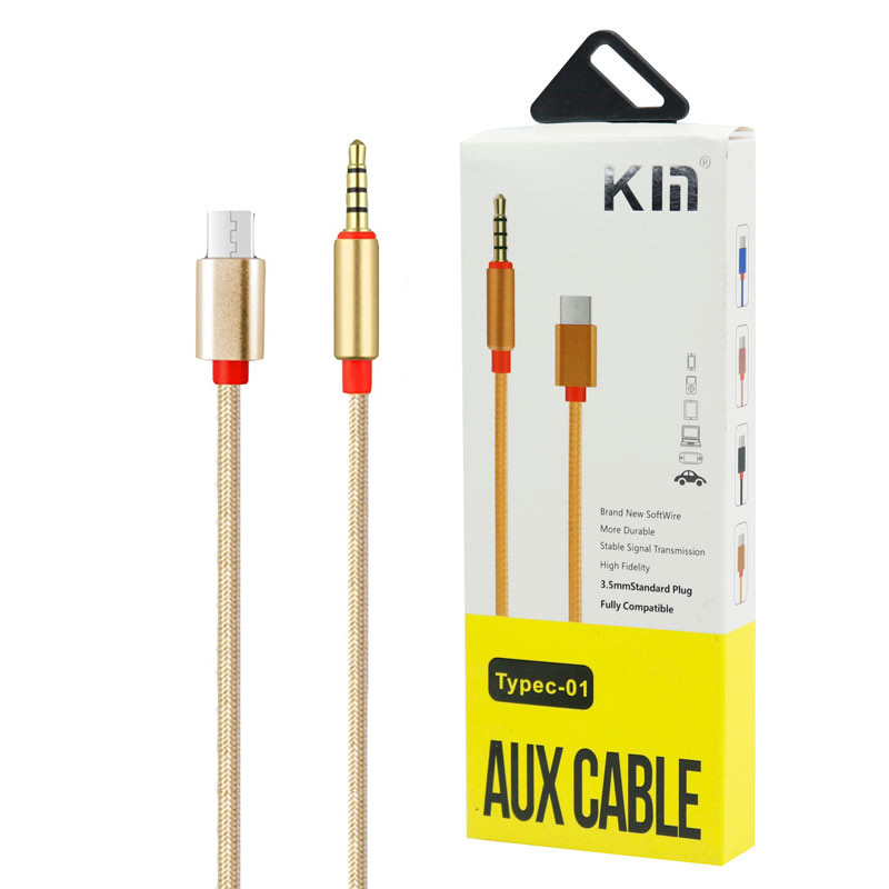 کابل تبدیل Type-C به AUX کی ام KY-126 طول 1 متر