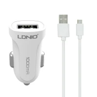شارژر فندکی LDNIO DL-C17 1A High Copy + کابل میکرو یو اس بی