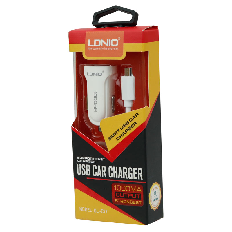شارژر فندکی LDNIO DL-C17 1A High Copy + کابل میکرو یو اس بی