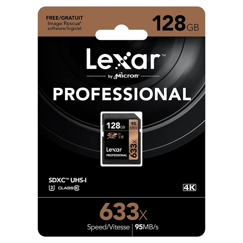 رم اس دی ۱۲۸ گیگ لکسار Lexar Professional 633X U3 C10 95MB/s