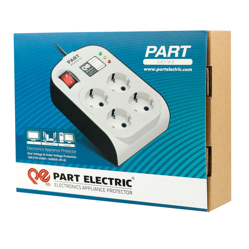 محافظ برق صوتی تصویری 4 خانه ارت دار پارت الکتریک با کابل 5 متری Part Electric 8793