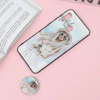 قاب فانتزی برجسته + پاپ سوکت طرح دختر سامسونگ A20/A30 سری F