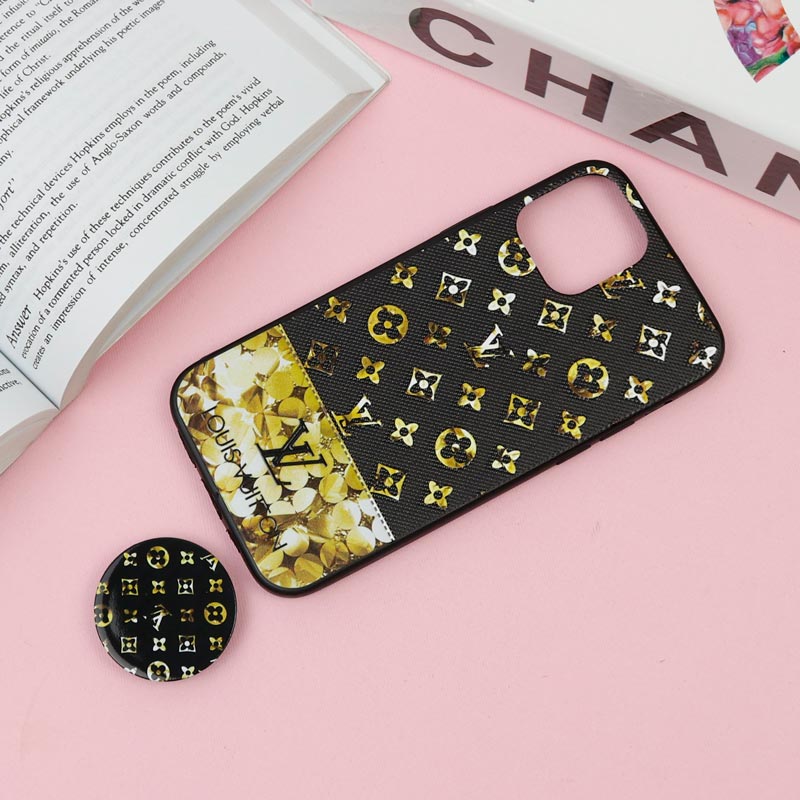 قاب فانتزی برجسته + پاپ سوکت طرح LV آیفون iPhone 12 /12 Pro سری F