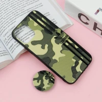 قاب فانتزی برجسته + پاپ سوکت طرح ارتشی iPhone 12 /12 Pro سری F
