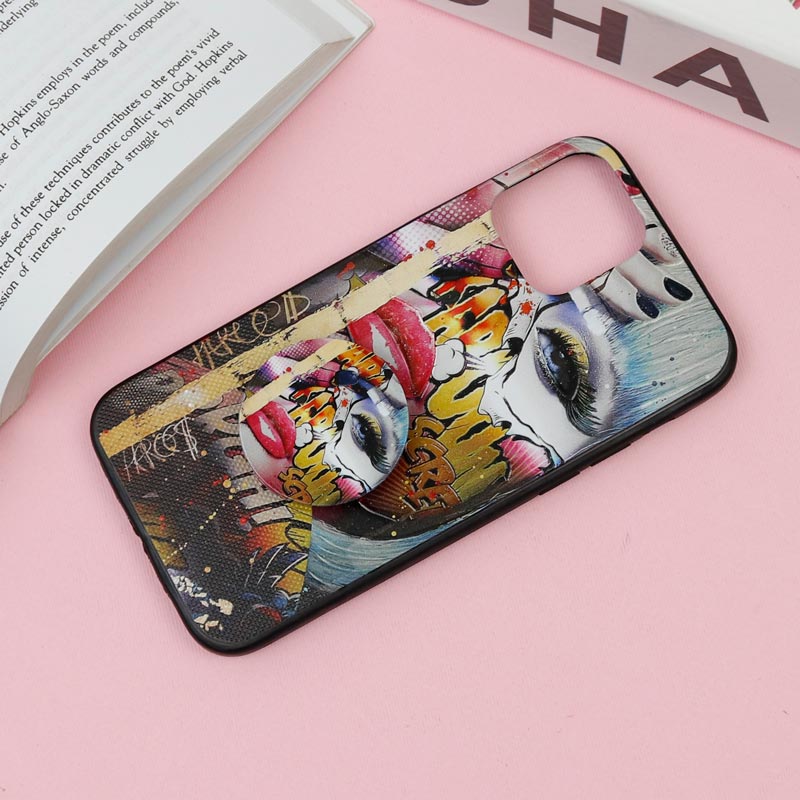 قاب فانتزی برجسته + پاپ سوکت طرح دختر iPhone 12 /12 Pro سری F