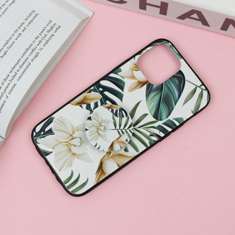 قاب فانتزی برجسته + پاپ سوکت طرح گل iPhone 12 /12 Pro سری F