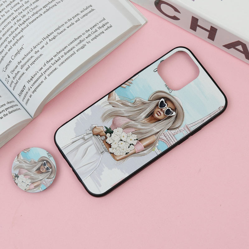 قاب فانتزی برجسته + پاپ سوکت طرح دختر iPhone 12 /12 Pro سری F