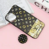 قاب فانتزی برجسته + پاپ سوکت طرح LV آیفون iPhone 12 Pro Max سری F