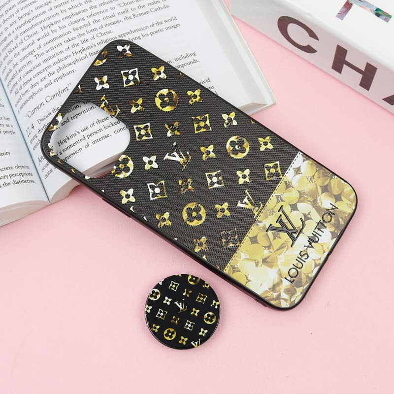 قاب فانتزی برجسته + پاپ سوکت طرح LV آیفون iPhone 12 Pro Max سری F