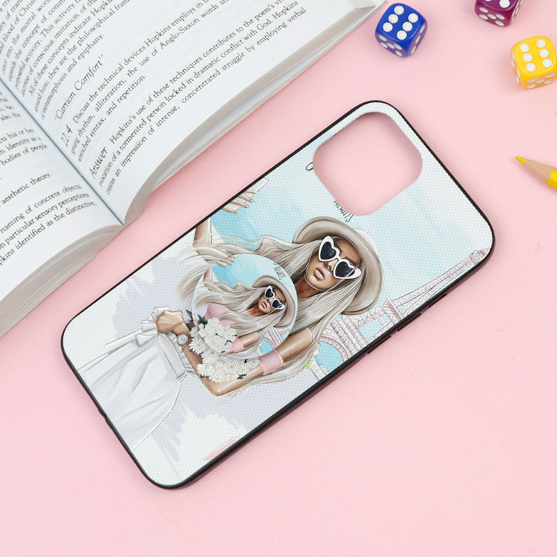 قاب فانتزی برجسته + پاپ سوکت طرح دختر iPhone 12 Pro Max سری F