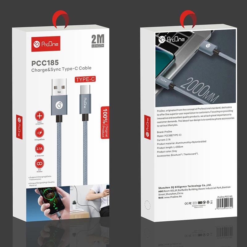 کابل تایپ سی ProOne PCC185 2.1A 2m