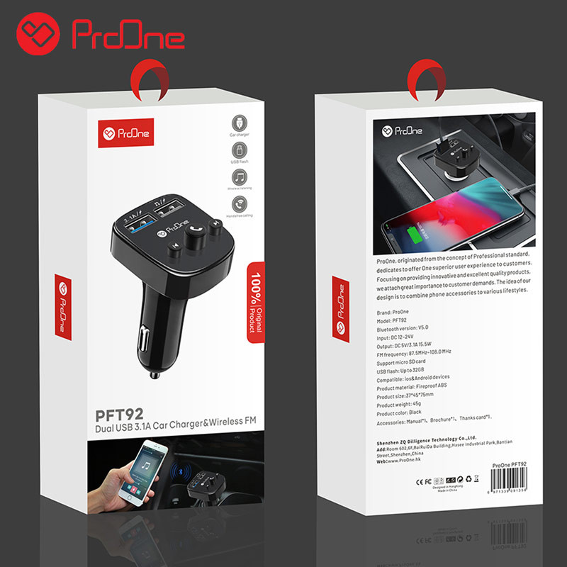 FM Player بلوتوثی + شارژر فندکی ProOne PFT92