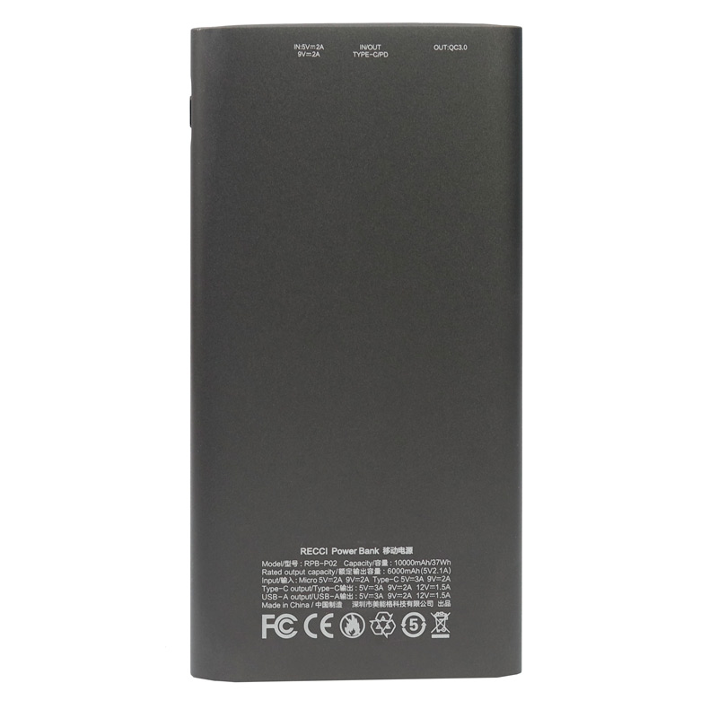 پاور بانک فست شارژ 10000 رسی Recci RPB-P02 QC3 PD 18W