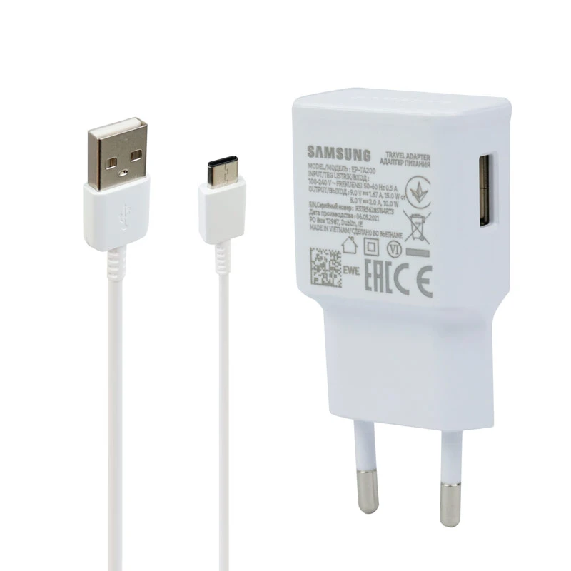 شارژر دیواری 15 وات سامسونگ A12 PD 2A سرجعبه + کابل Type-C و هندزفری و جعبه گوشی