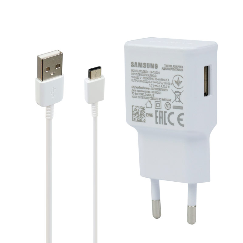 شارژر دیواری فست شارژ Samsung A12 2A PD 15W سرجعبه + کابل Type-C و هندزفری و جعبه گوشی