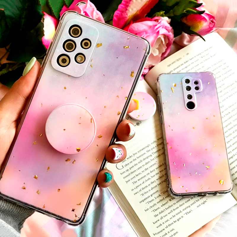 قاب محافظ لنزدار رزین طرح آبرنگی پاپ سوکت دار Samsung A21s