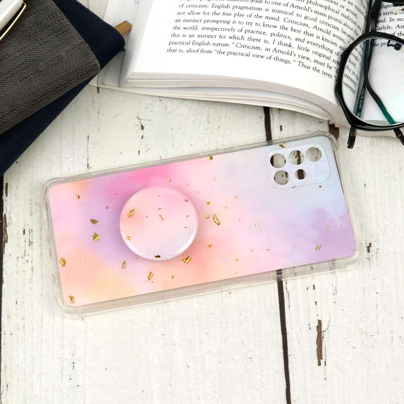 قاب محافظ لنزدار رزین طرح آبرنگی پاپ سوکت دار Samsung A51