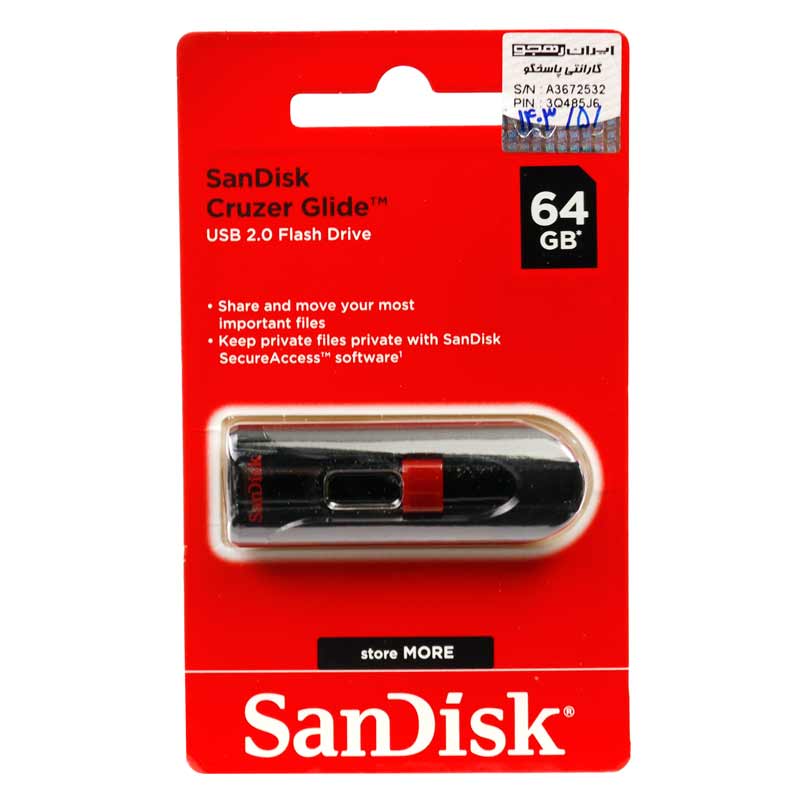 فلش 64 گیگ سن دیسک SanDisk Cruzer Glide CZ60
