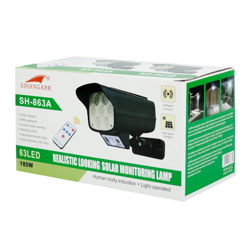 چراغ دیواری سنسوردار خورشیدی طرح دوربین مدار بسته Sihangark SH-863A + ریموت کنترل