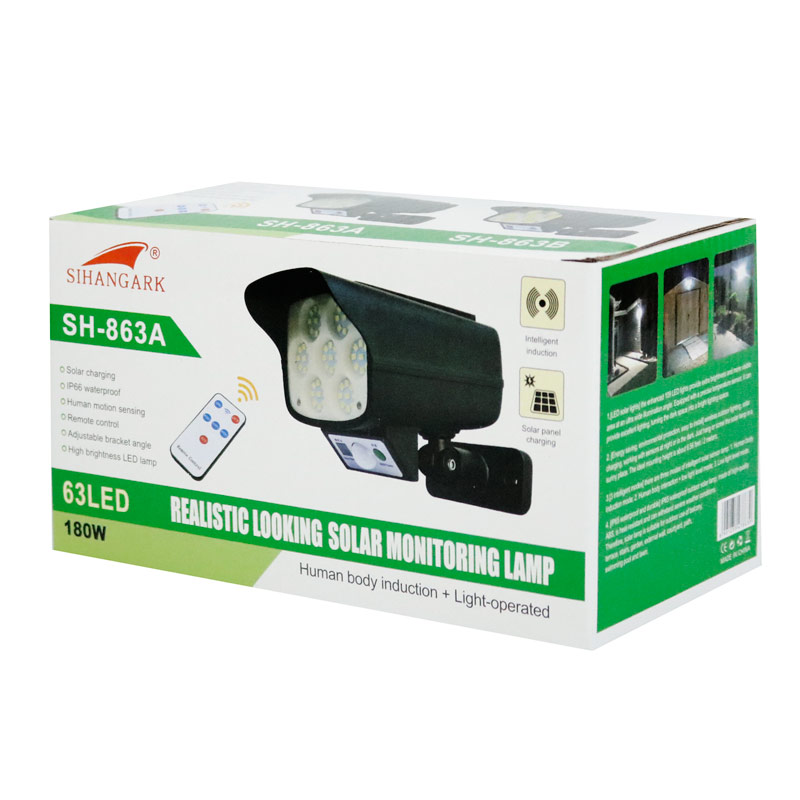 چراغ دیواری سنسوردار خورشیدی طرح دوربین مدار بسته Sihangark SH-863A + ریموت کنترل