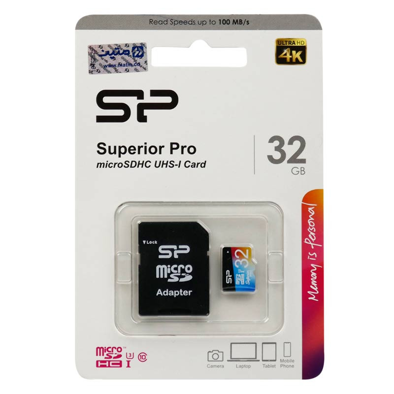 رم میکرو 32 گیگ سیلیکون پاور Silicon Power Superior Pro U3 C10 100MB/s + خشاب