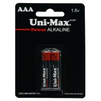 باتری دوتایی نیم قلمی Uni-Max Power Alkaline LR03-AM4 1.5V AAA