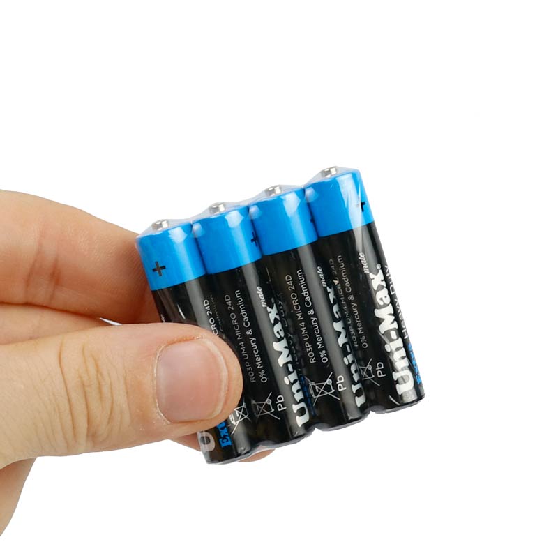 باتری چهارتایی نیم قلمی Uni-Max Extra Heavy Duty R03P-UM4 1.5V AAA شرینک