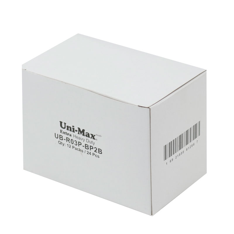 باتری دوتایی نیم قلمی Uni-Max Extra Heavy Duty R03P-UM4 1.5V AAA بسته 24 عددی