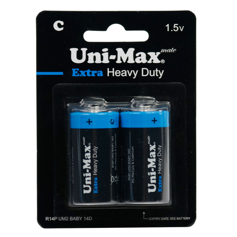 باتری دوتایی متوسط Uni-Max Heavy Duty R14P-BP2B 1.5V C
