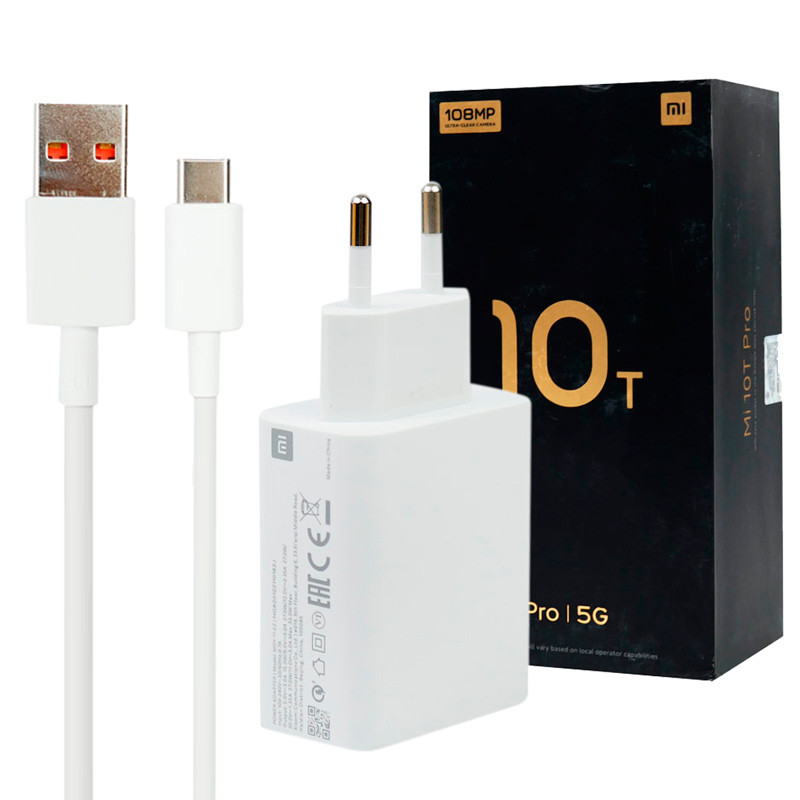 شارژر دیواری فست شارژ Xiaomi Mi 10T Pro QC3 PD 33W سرجعبه + کابل Type-C و جعبه گوشی