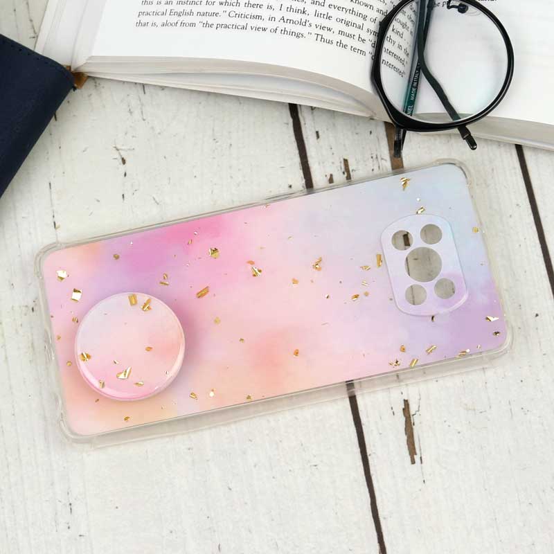 قاب محافظ لنزدار رزین طرح آبرنگی پاپ سوکت دار Xiaomi Poco X3