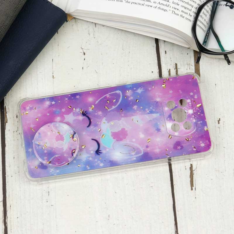 قاب محافظ لنزدار رزین طرح یونیکورن پاپ سوکت دار Xiaomi Poco X3
