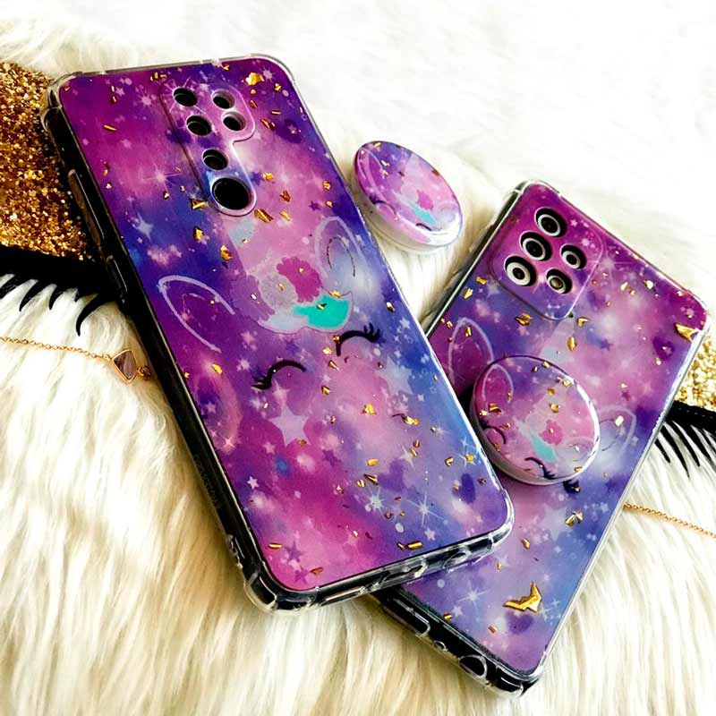 قاب محافظ لنزدار رزین طرح یونیکورن پاپ سوکت دار Xiaomi Poco X3