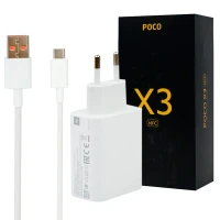 شارژر دیواری فست شارژ Xiaomi Poco X3 NFC QC3 PD 33W سرجعبه + کابل Type-C و جعبه گوشی