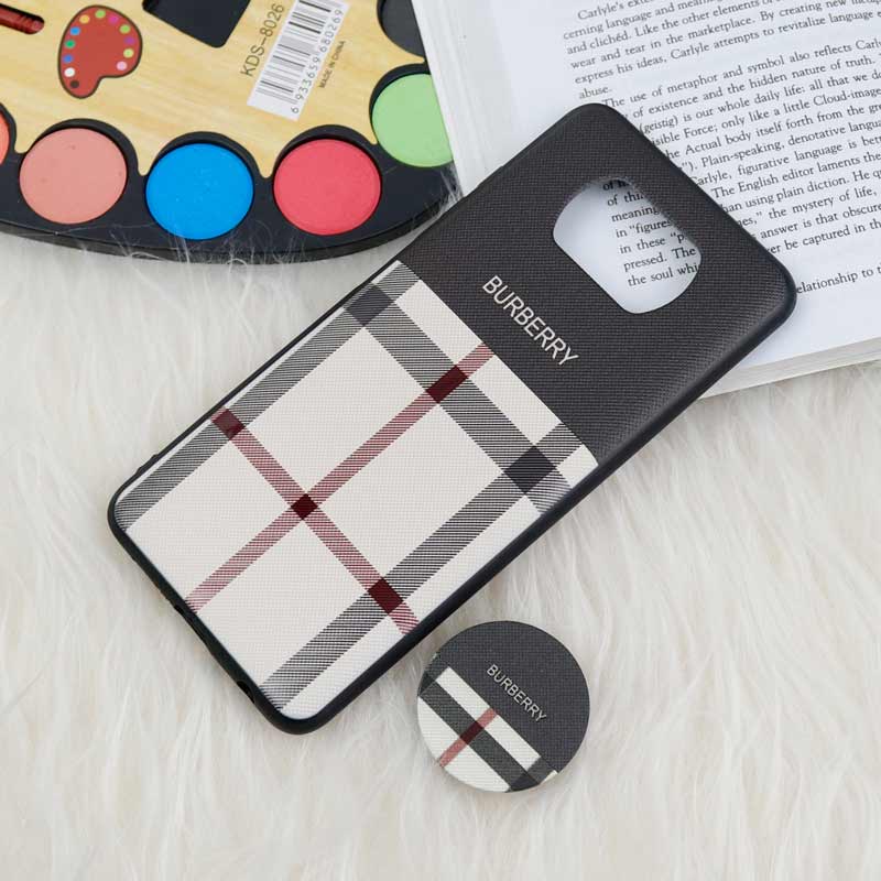 قاب فانتزی برجسته + پاپ سوکت طرح Burberry شیائومی Poco X3 سری D