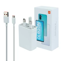 شارژر دیواری فست شارژ Xiaomi Redmi Note 10 QC3 PD 33W سرجعبه + کابل Type-C و جعبه گوشی