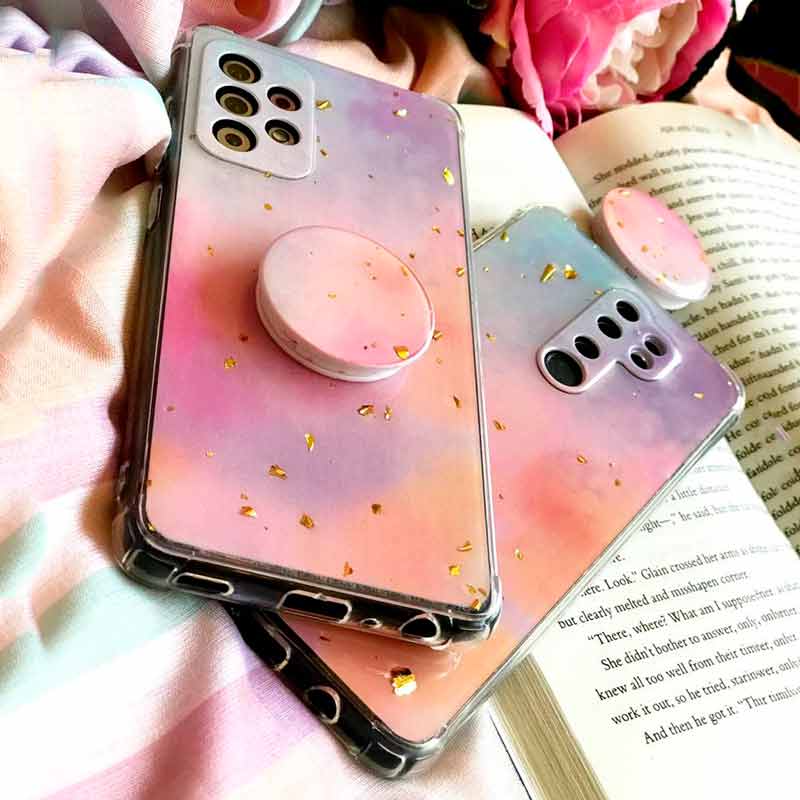 قاب محافظ لنزدار رزین طرح آبرنگی پاپ سوکت دار Xiaomi Redmi Note 10 / Note 10s