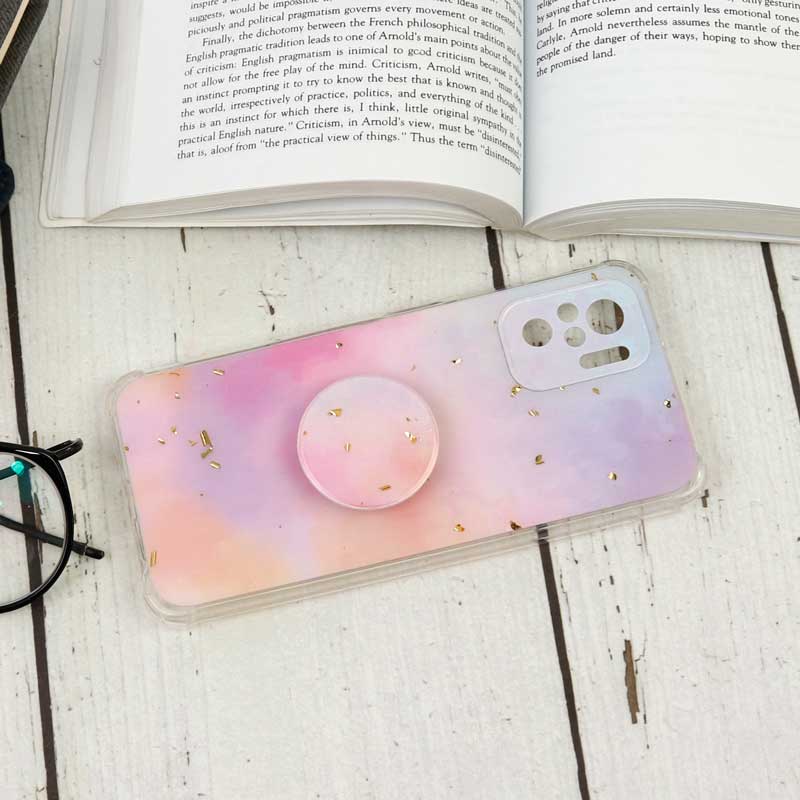 قاب محافظ لنزدار رزین طرح آبرنگی پاپ سوکت دار Xiaomi Redmi Note 10 / Note 10s
