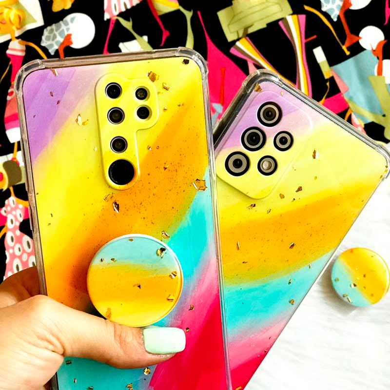 قاب محافظ لنزدار رزین طرح آبرنگی پاپ سوکت دار Xiaomi Redmi Note 10 Pro